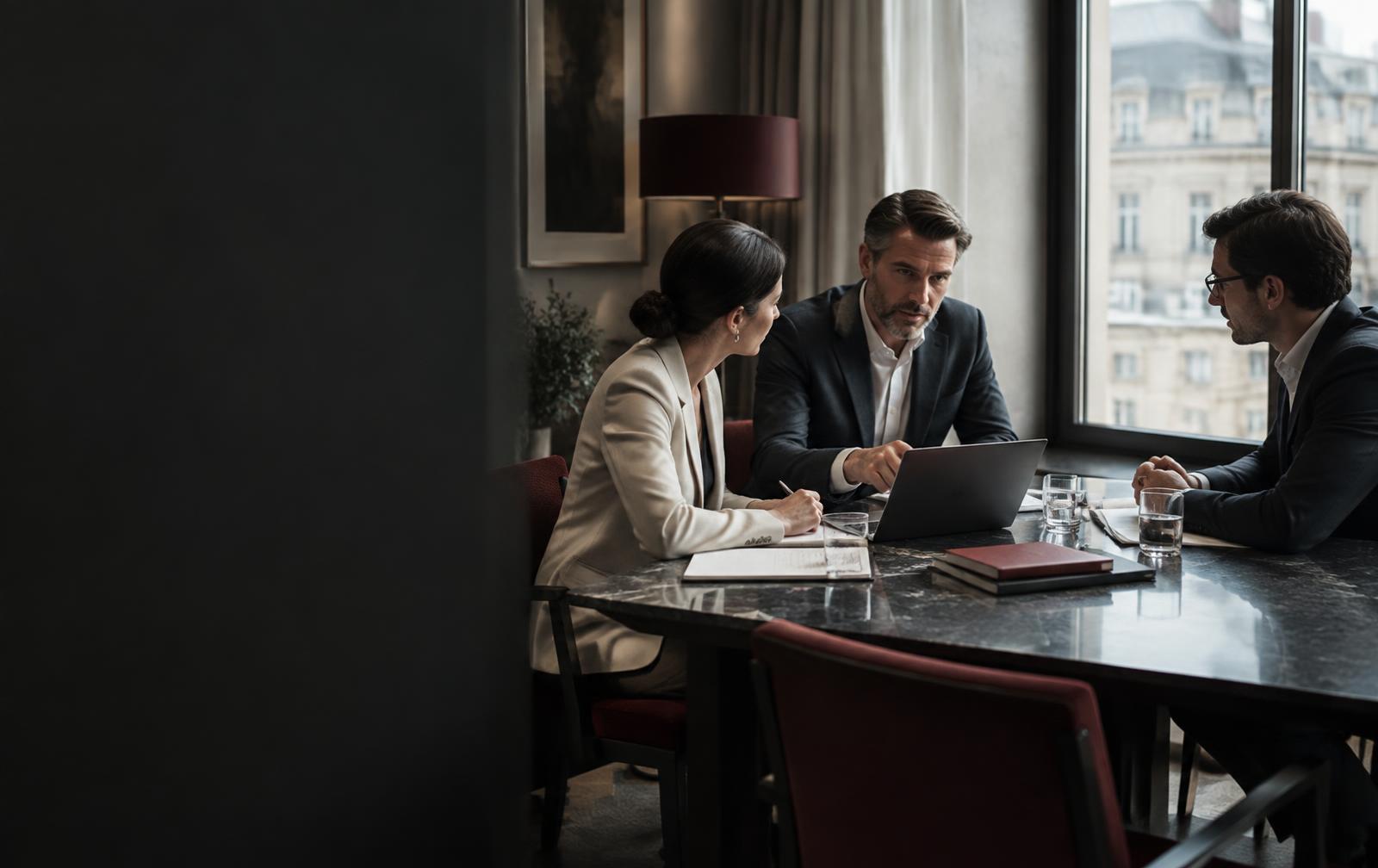 A manager coordinating progress with professionals