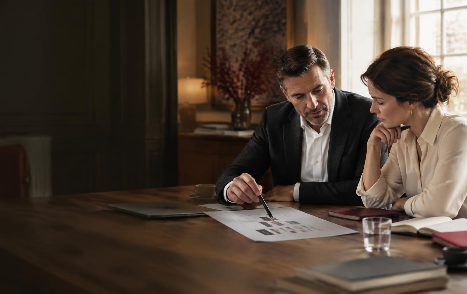 Professionals reviewing a workflow and defining responsibilities
